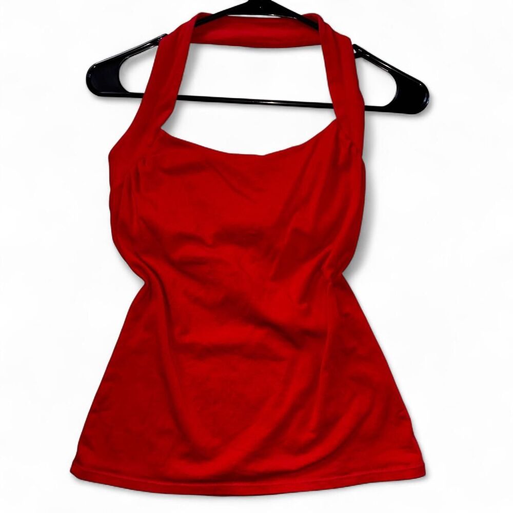 Victoria's Secret Red Halter Shelf Bra Tank Top Summer Beach Preppy Sporty Y2k